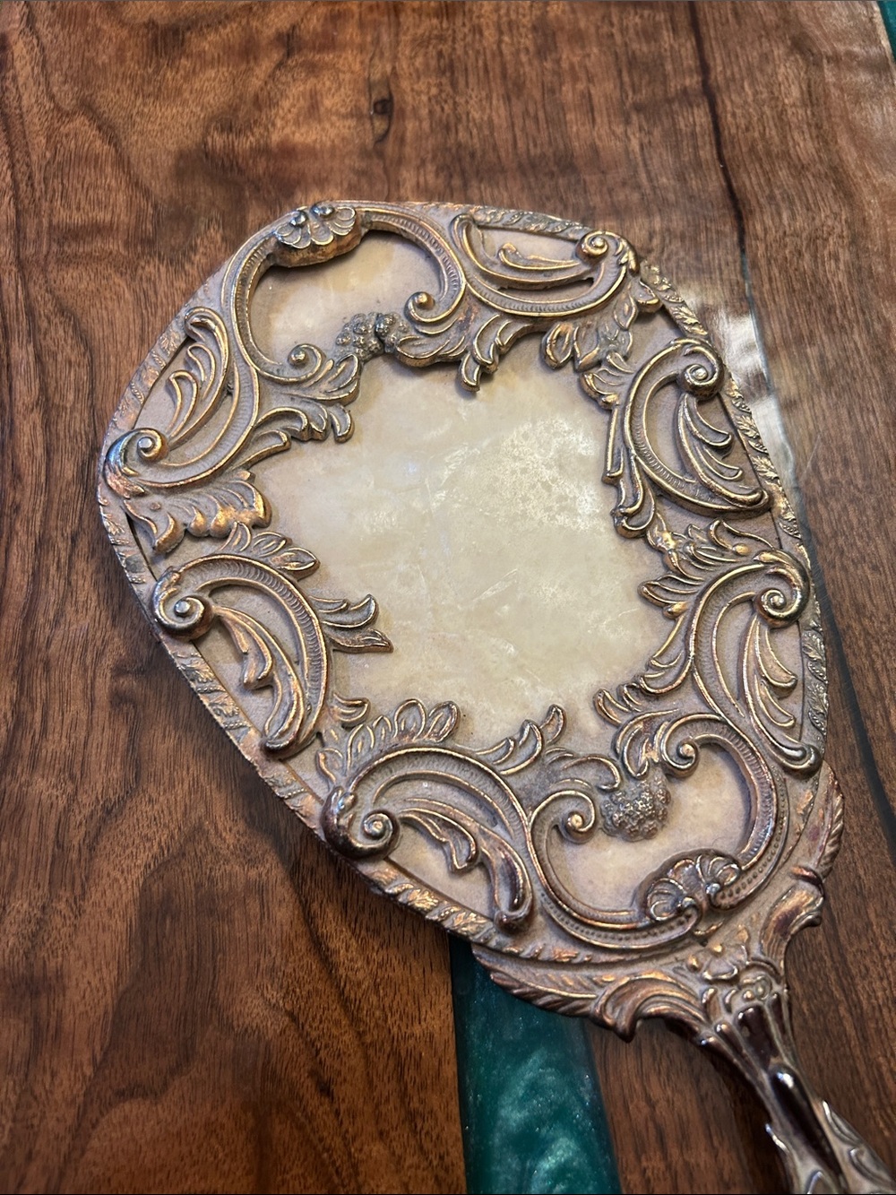 Mirror Vintage Antique Ornate Hand mirror, 14” - Picture 7 of 7